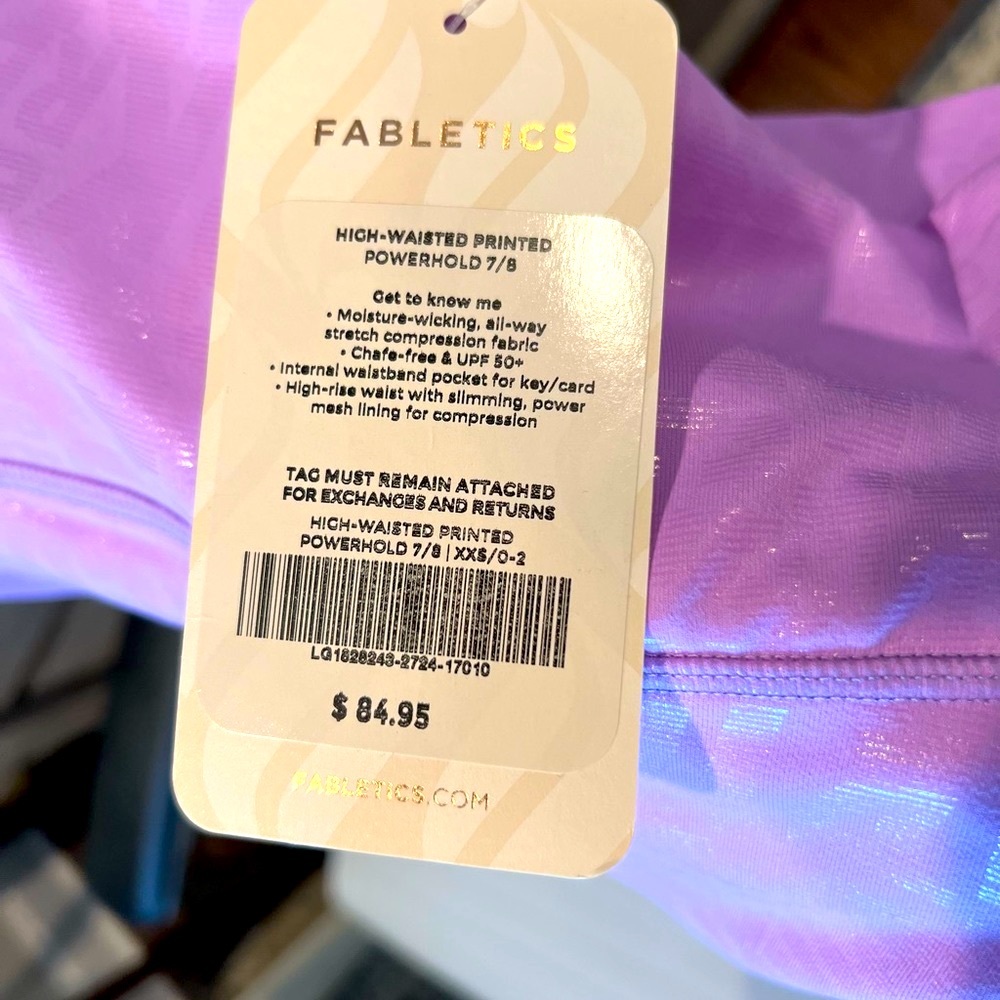 Fabletics | XXS (0-2) Lilac High-waisted Printed Power Hold 7/8 Leggings | NWT - Picture 3 of 6